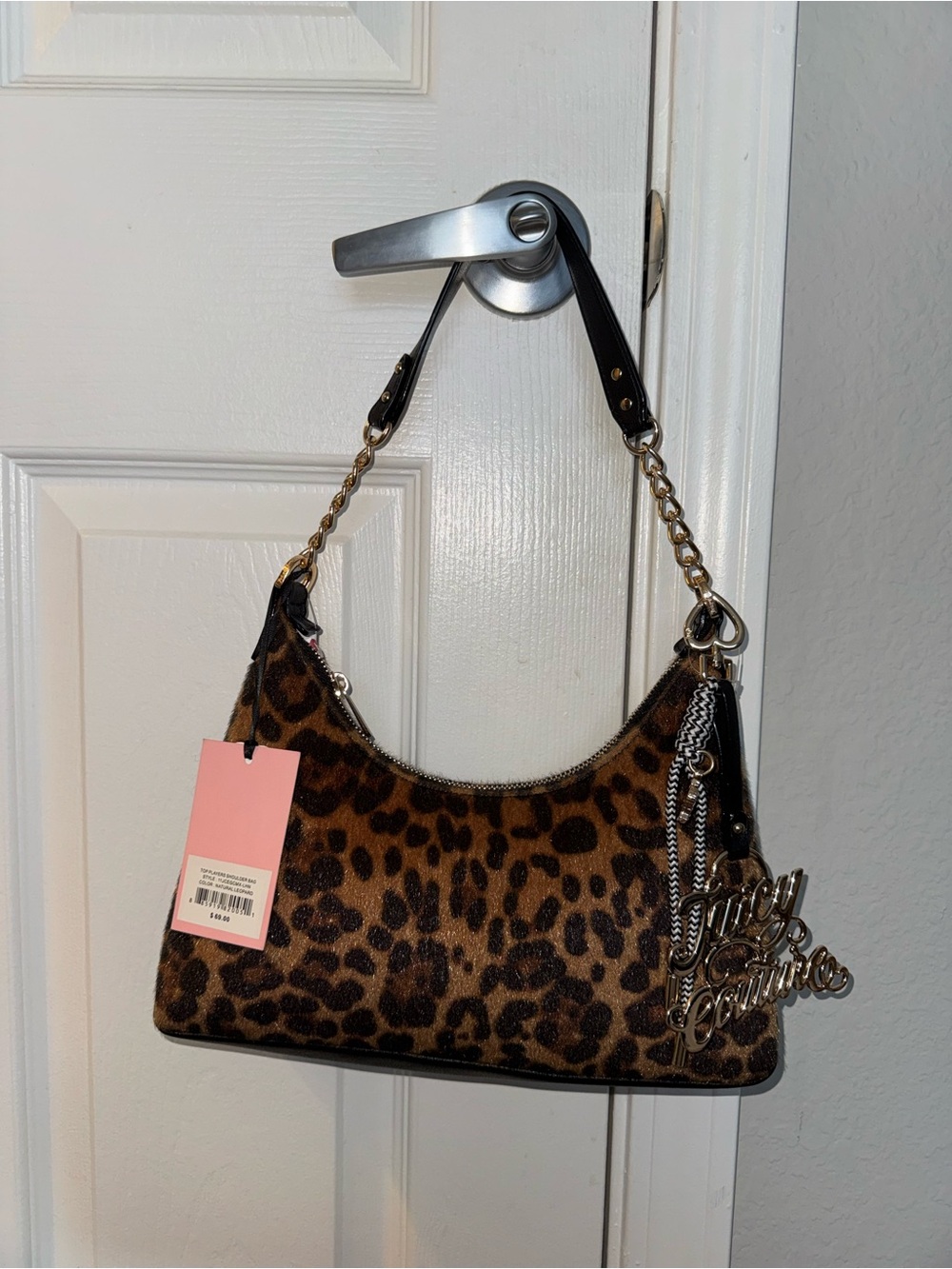 Juicy Couture Leopard Print Shoulder Bag with Charm New with Tags